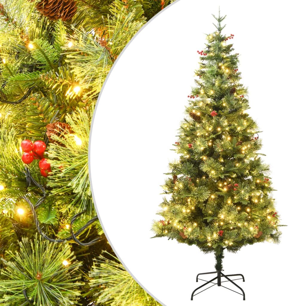 Vidaxl Christmas Tree s LED a borovicovými kužely 150 cm PVC a PE Green