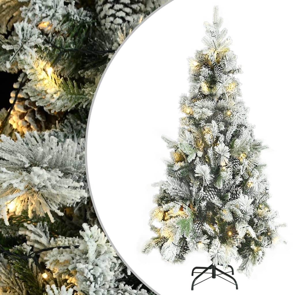 Vidaxl Christmas tree with LED and pine cones and snow 225 cm PVC and PE