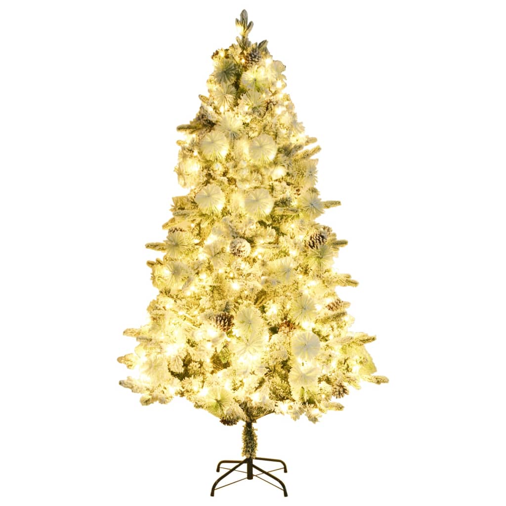 Vidaxl Christmas tree with LED and pine cones and snow 225 cm PVC and PE