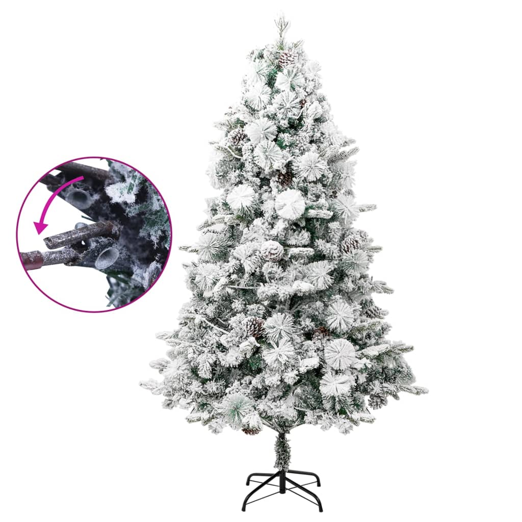 Vidaxl Christmas Tree avec des cônes LED et de pin et neige 225 cm PVC et PE