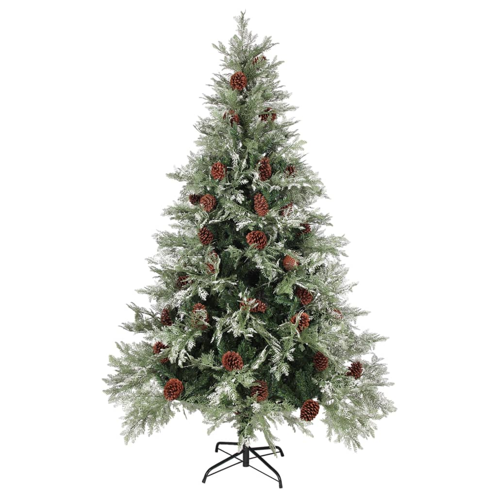 Árbol de Navidad Vidaxl con conos LED y pino 120 cm PVC y PE Verde y blanco