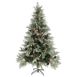 Árbol de Navidad Vidaxl con conos LED y pino 120 cm PVC y PE Verde y blanco