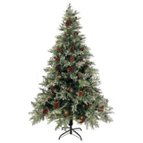 Árbol de Navidad Vidaxl con conos LED y pino 120 cm PVC y PE Verde y blanco