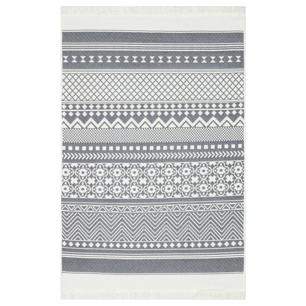 Vidaxl rug 160x230 cm cotton gray and white