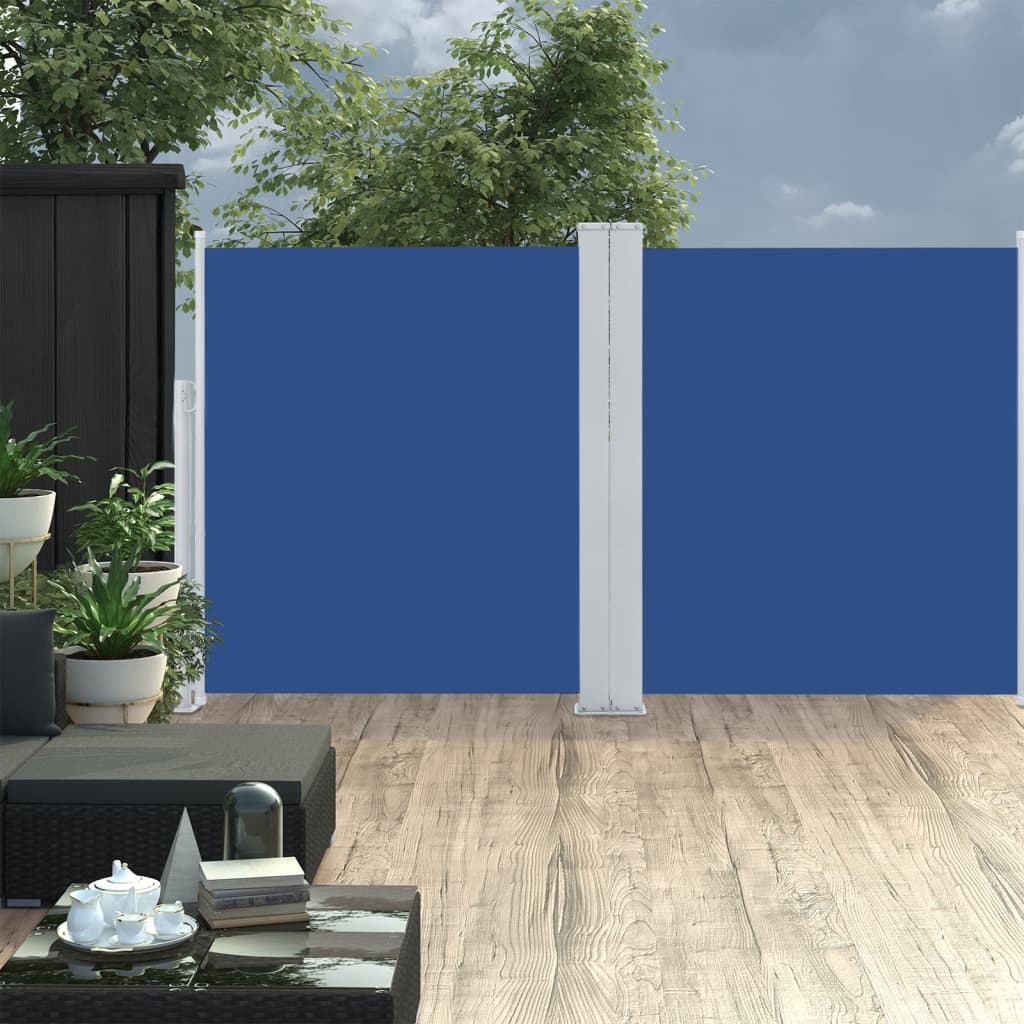 VidaXL Windscherm uittrekbaar 140x600 cm blauw