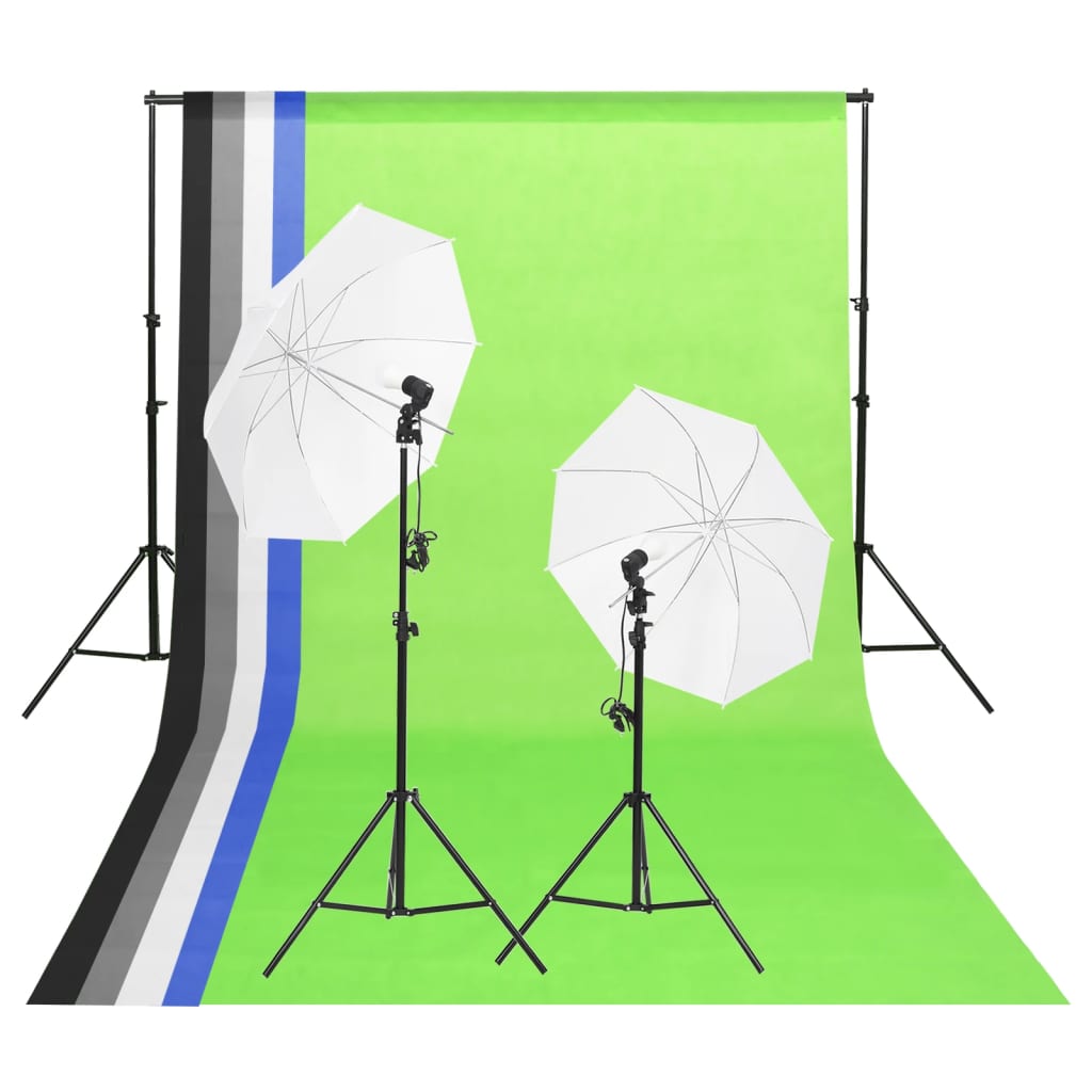 Vidaxl Studio Lighting Set con sfondi e ombrelli