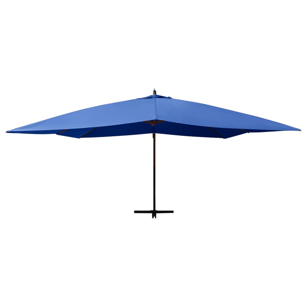 VidaXL Zweefparasol met houten paal 400x300 cm azuurblauw