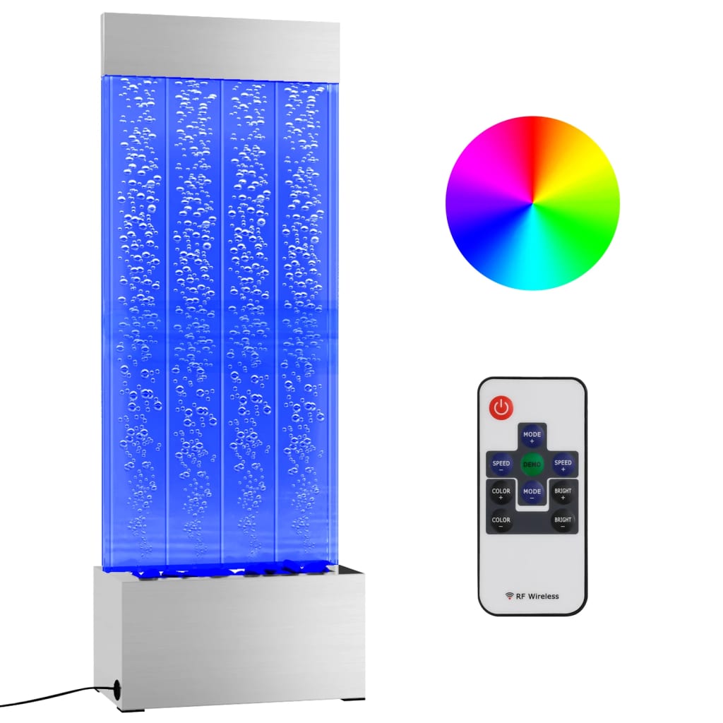 Vidaxl Bubble Column con LED RGB in acciaio inossidabile da 110 cm e acrilico