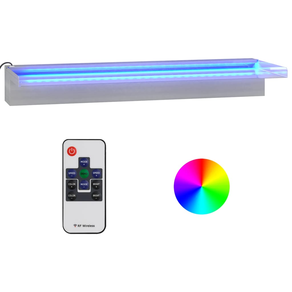 Vidaxl vandfald overladtet med RGB LED'er 60 cm rustfrit stål