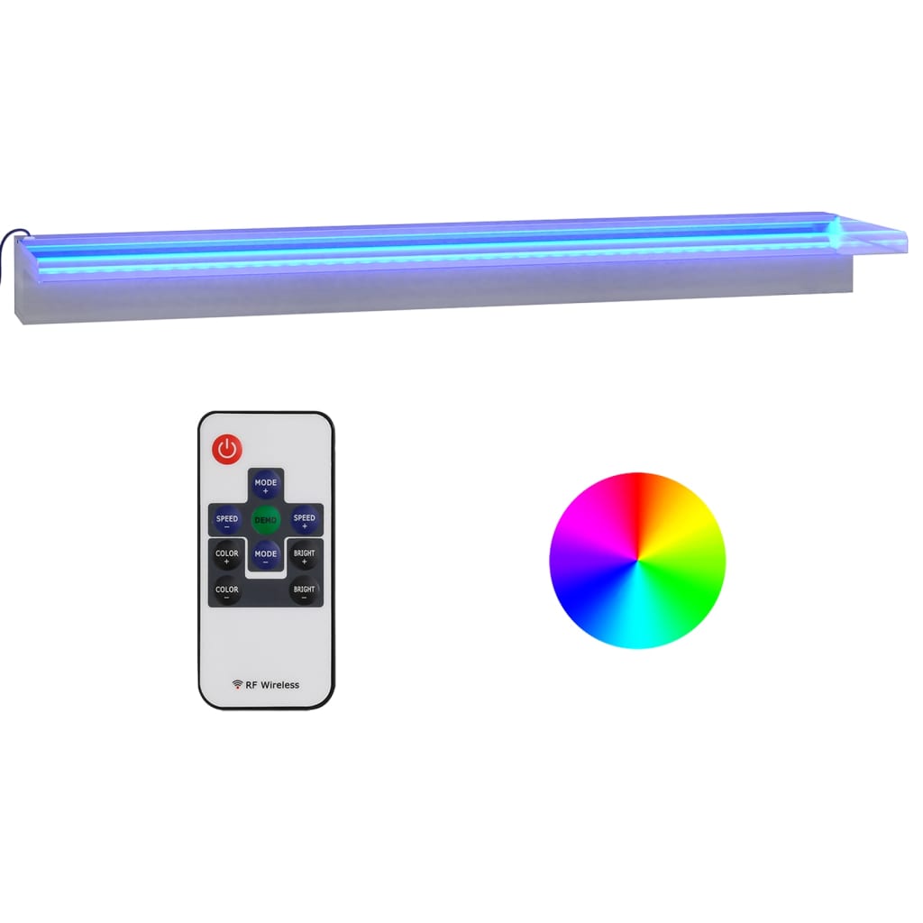 VidaXL Watervaloverlaat met RGB LED's 90 cm roestvrij staal