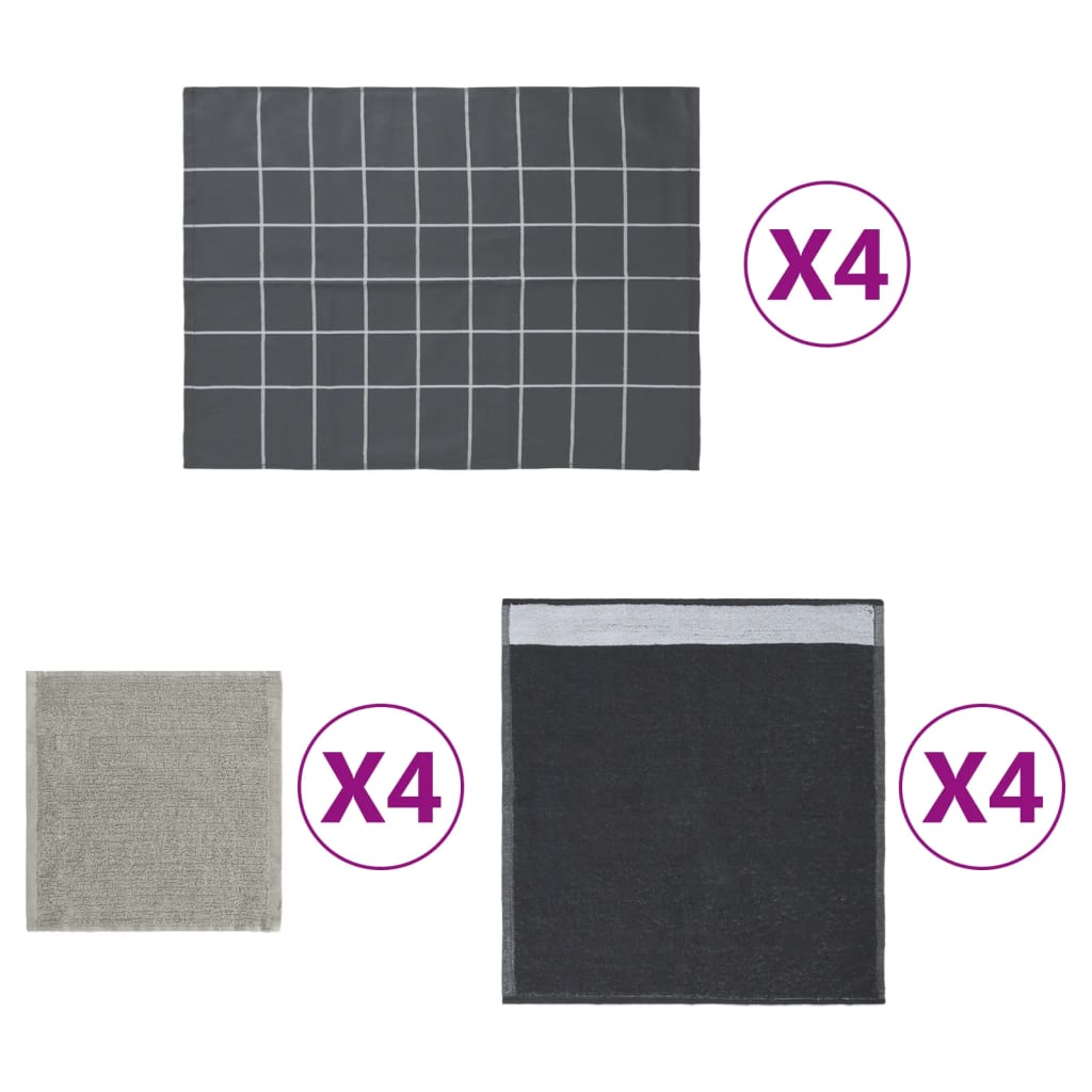 Vidaxl 12-piece kitchen cloth set cotton gray