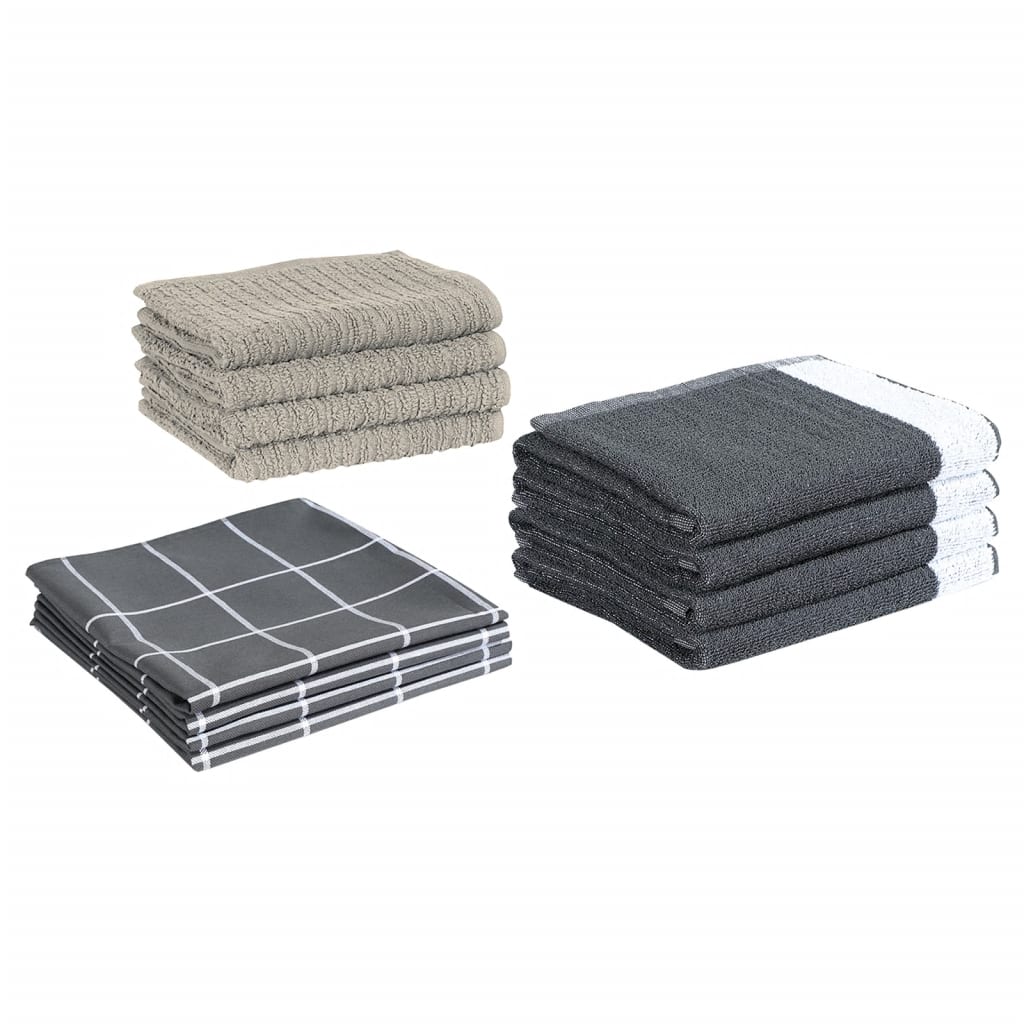 Vidaxl 12-piece kitchen cloth set cotton gray