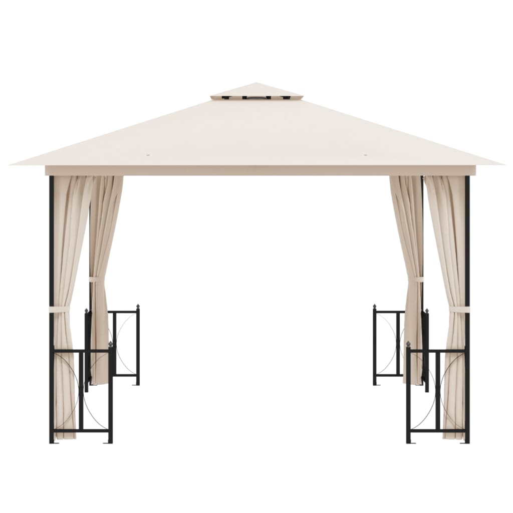 Arbor vidaxl avec parois latérales et toit double 3x3 m crème colorée