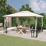 Vidaxl arbor with side walls and double roof 3x4 m cream colored