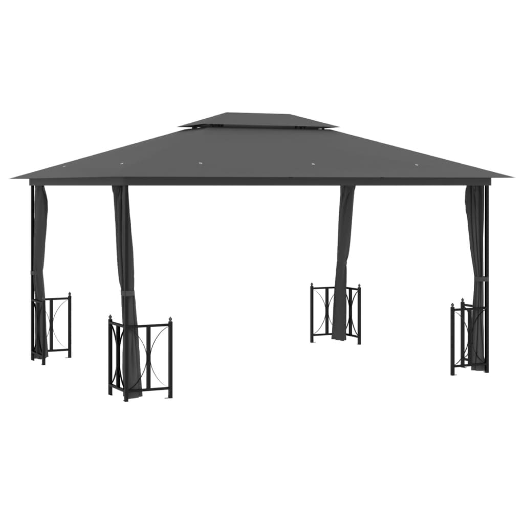 Vidaxl Arbor s stranskimi stenami in dvojno streho 3x4 m antracit -cororored