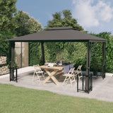 Arbor vidaxl avec parois latérales et toit double 3x4 m anthracite -colored