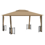 Arbor vidaxl avec parois latérales et toit double 3x4 m taupe