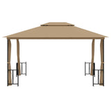 Arbor vidaxl avec parois latérales et toit double 3x4 m taupe