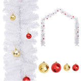 Vidaxl Christmas Garland dekorert med julekuler 5 m hvitt