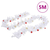 Vidaxl Christmas Garland dekorert med julekuler 5 m hvitt