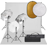 Vidaxl Photo Studio Conjunto de iluminación, fondo y reflector