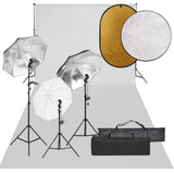 Vidaxl Photo Studio Conjunto de iluminación, fondo y reflector