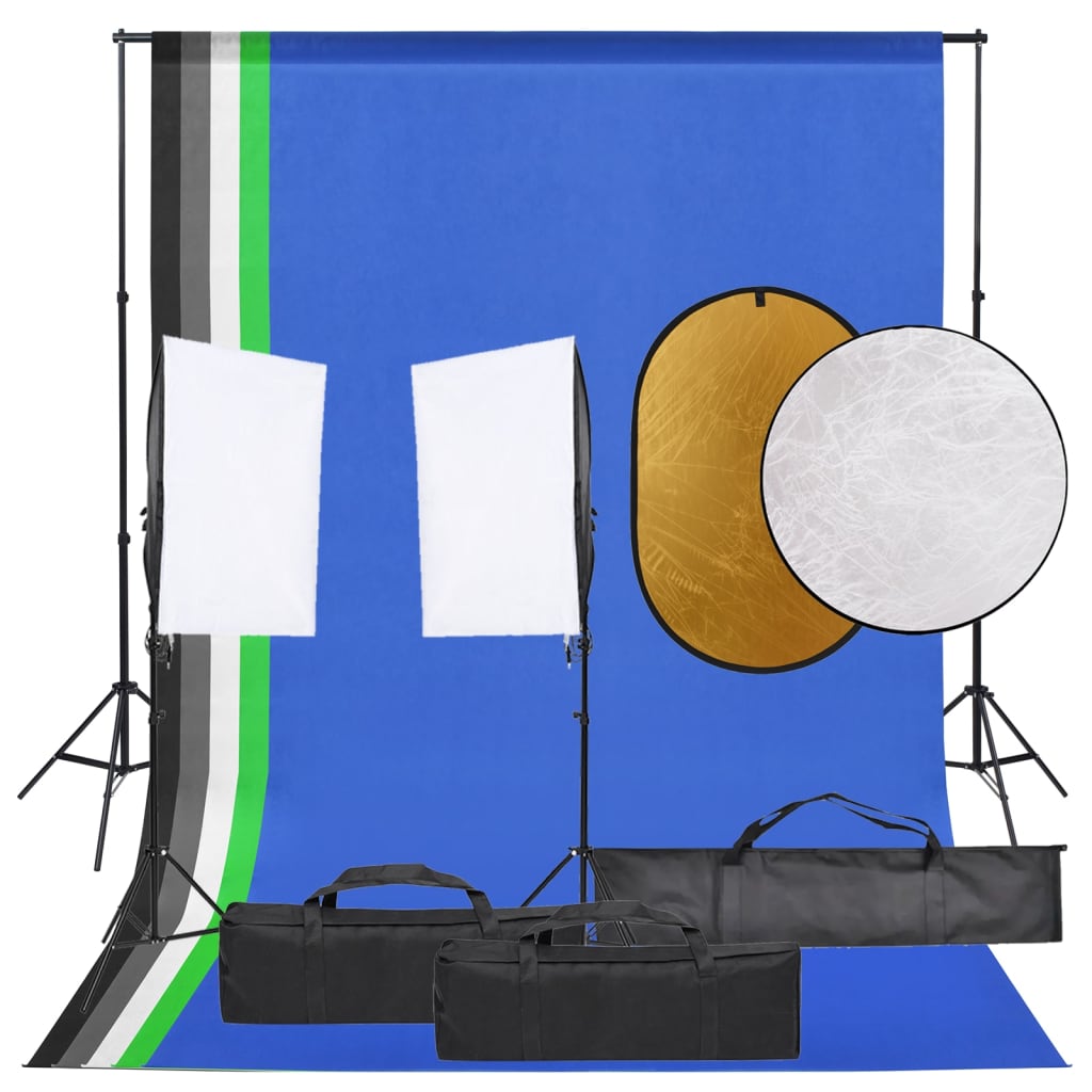 Vidaxl Photo Studio Set con set di illuminazione, sfondo e riflettore