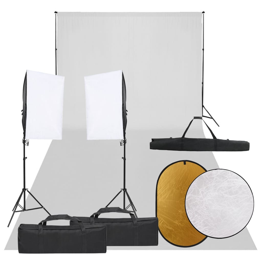 Vidaxl Photo Studio Set con set di illuminazione, sfondo e riflettore