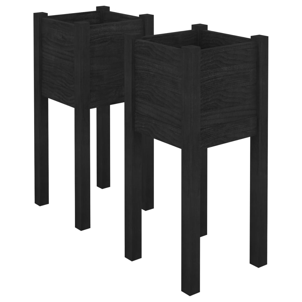 Vidaxl Planters 2 stk 31x31x70 cm Solid fyrretræ sort