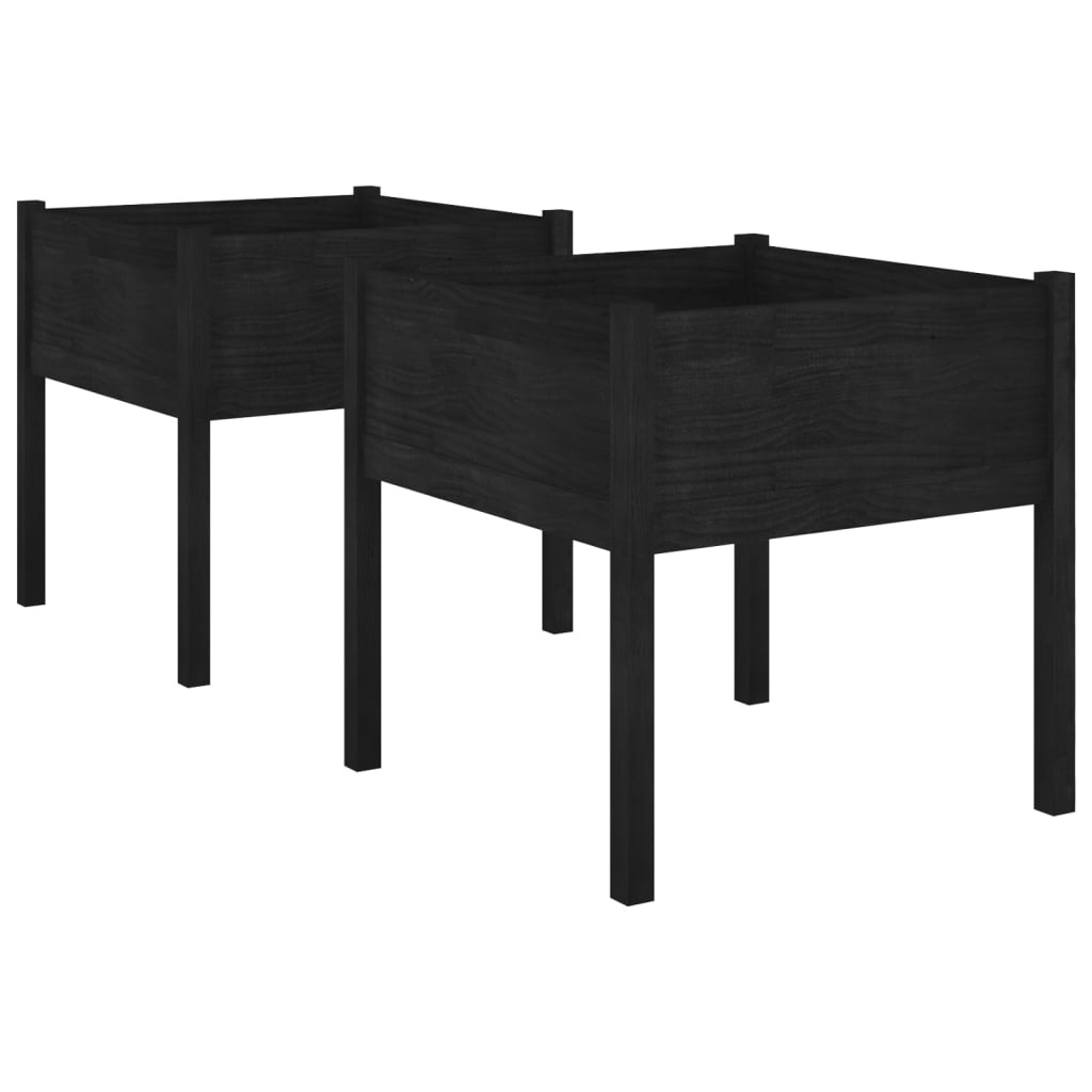 Vidaxl Planters 2 St 70x70x70 cm Solid Pine Black