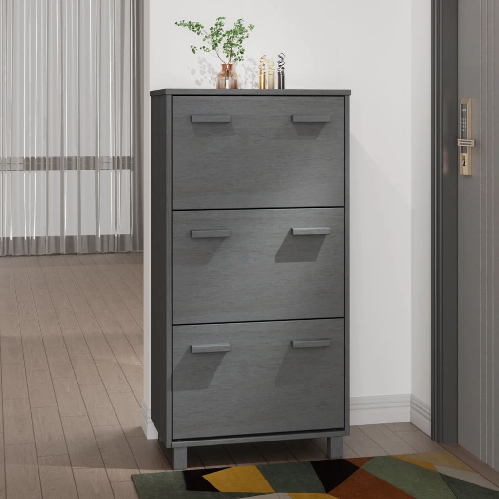 VidaXL shoe cabinet Hamar 59.5x35x117 cm Pine wood dark gray