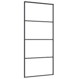 Puerta corredera de Vidaxl 90x205 cm de vidrio ESG mate y negro de aluminio