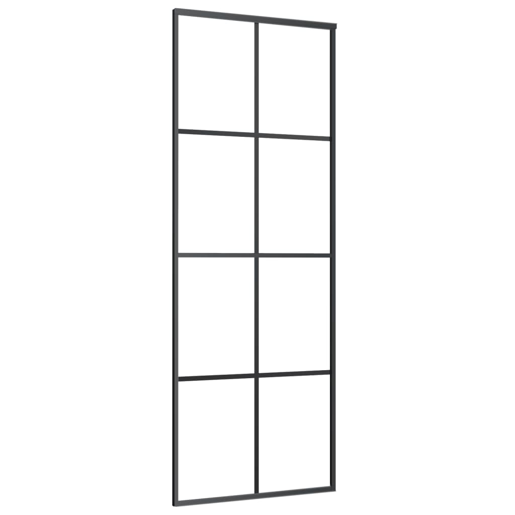 Vidaxl Schiebetür 76x205 cm ESG -Glas und Aluminiumschwarz