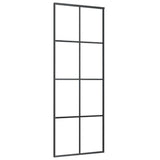 Vidaxl Schiebetür 76x205 cm ESG -Glas und Aluminiumschwarz