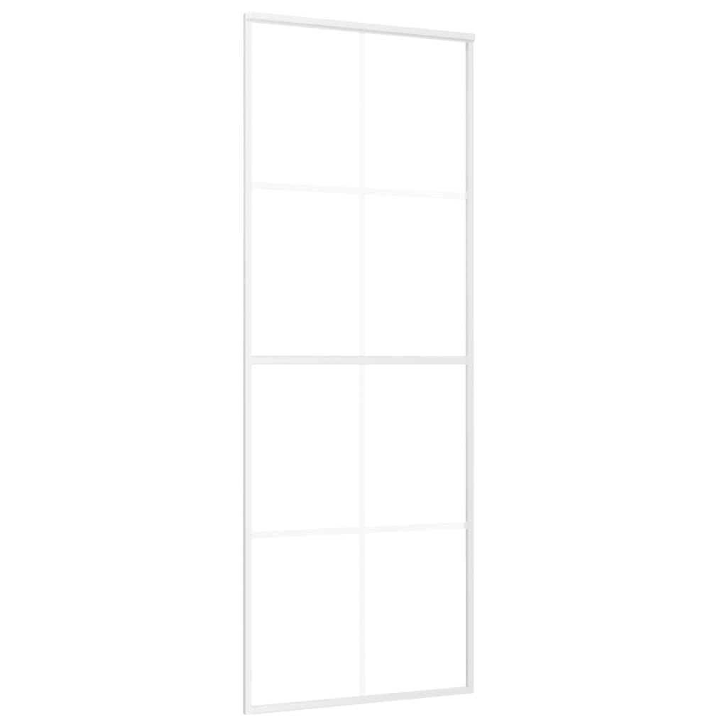 Vidaxl Schiebetür 76x205 cm ESG -Glas und Aluminium weiß