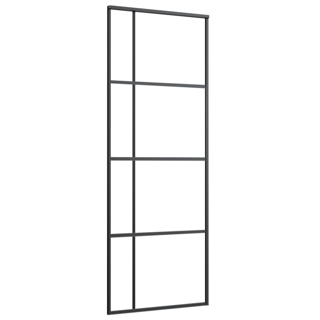 Vidaxl Schiebetür 76x205 cm ESG -Glas und Aluminiumschwarz