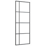 Vidaxl Porte coulissante 76x205 cm Verre ESG mate et noir en aluminium