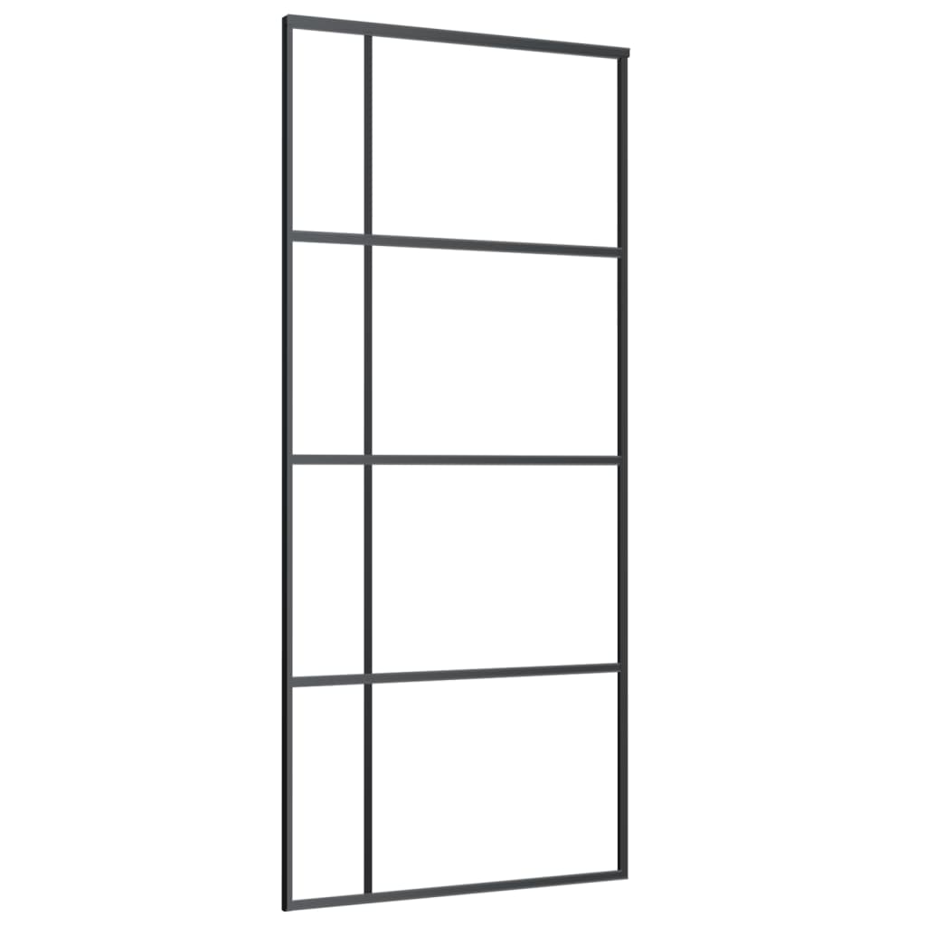 Puerta corredera Vidaxl 90x205 cm de vidrio ESG y negro de aluminio