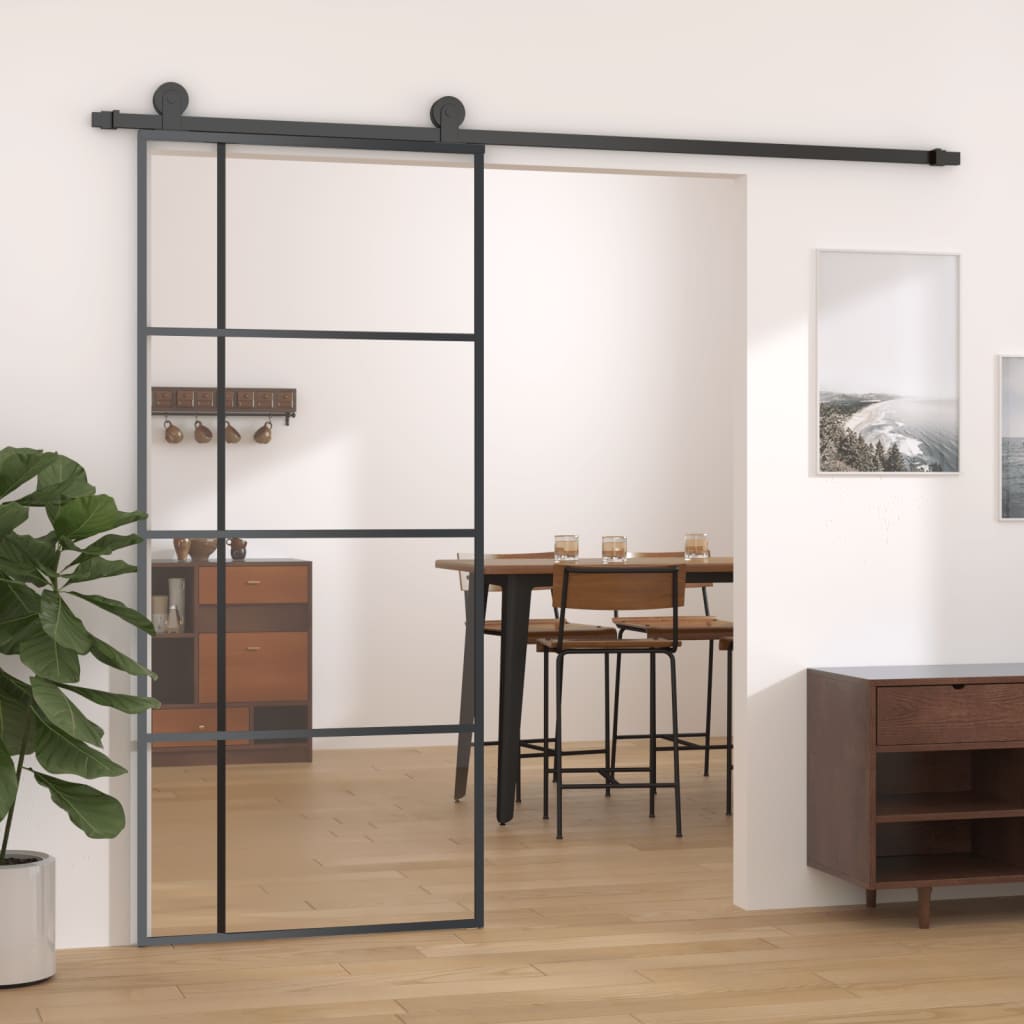 VidaXL sliding door 90x205 cm ESG glass and aluminum black