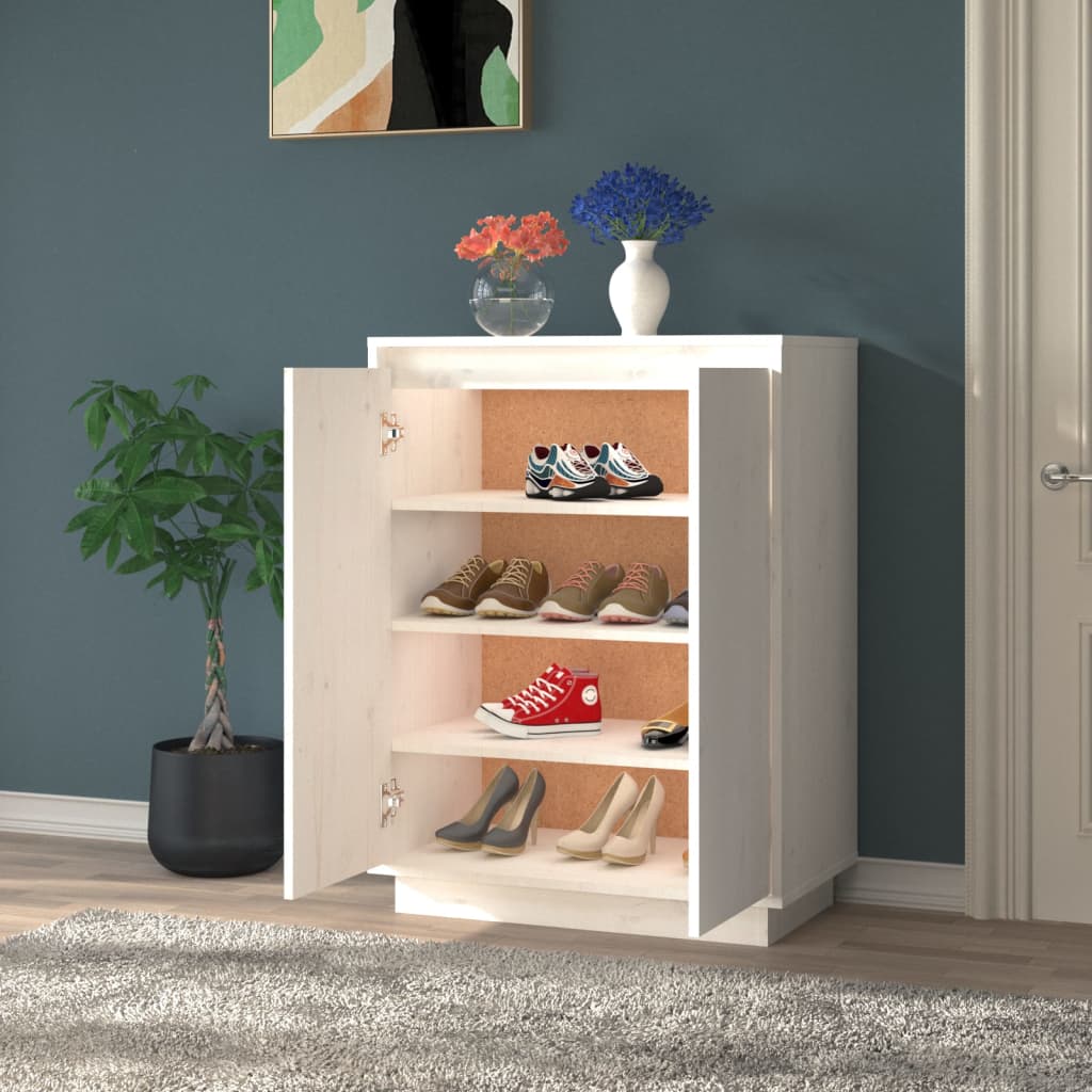 Vidaxl Shoe cabinet 60x35x80 cm Solid pine white