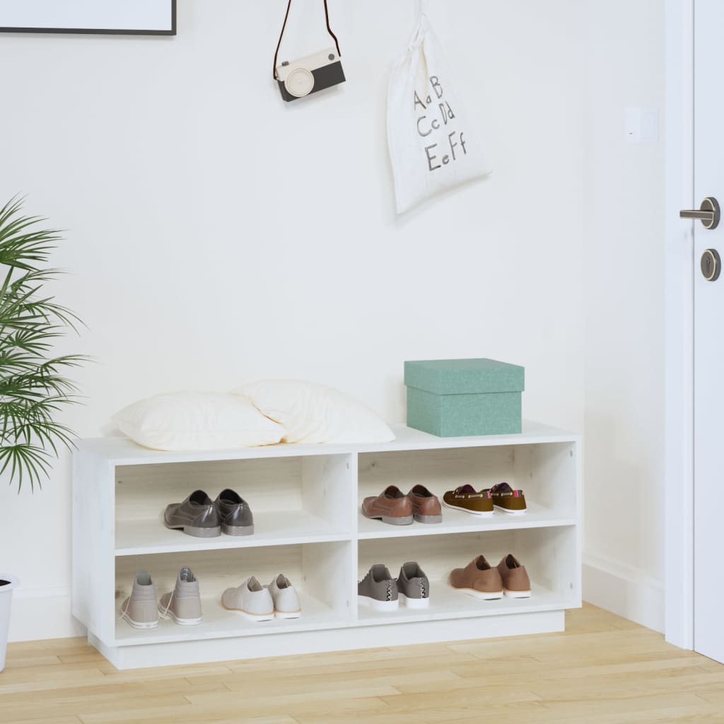 Vidaxl Shoe cabinet 110x34x45 cm Solid pine white