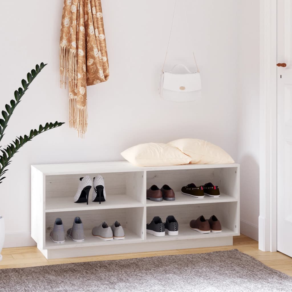 Vidaxl Shoe cabinet 110x34x45 cm Solid pine white