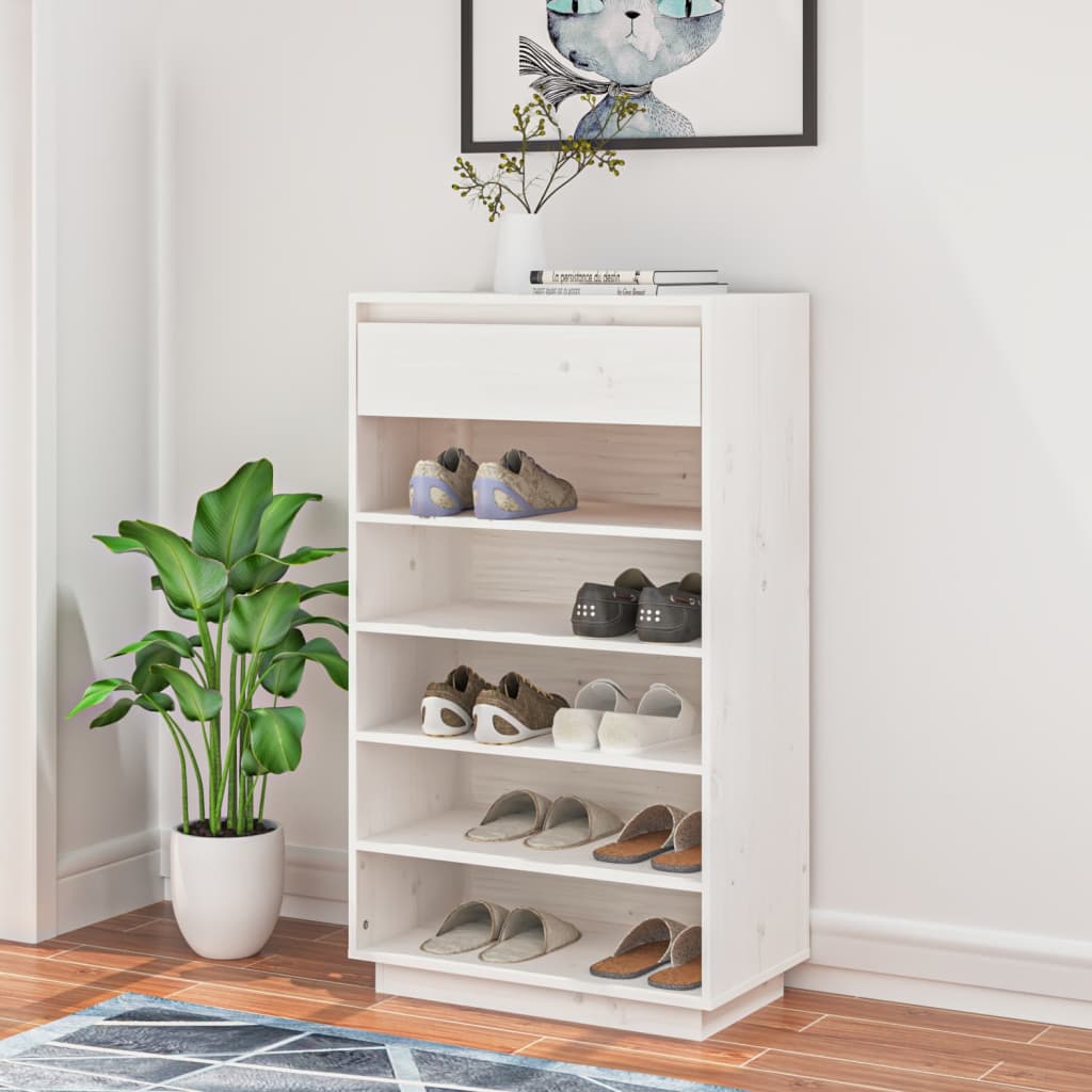 Vidaxl Shoe cabinet 60x34x105 cm Solid pine white