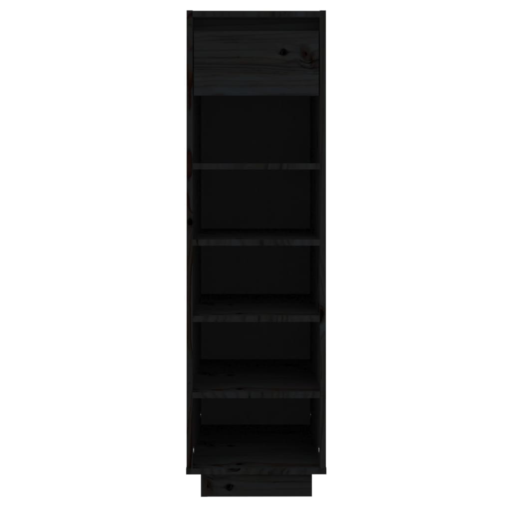 Vidaxl Cabinet da scarpe 30x34x105 cm Pino solido nero