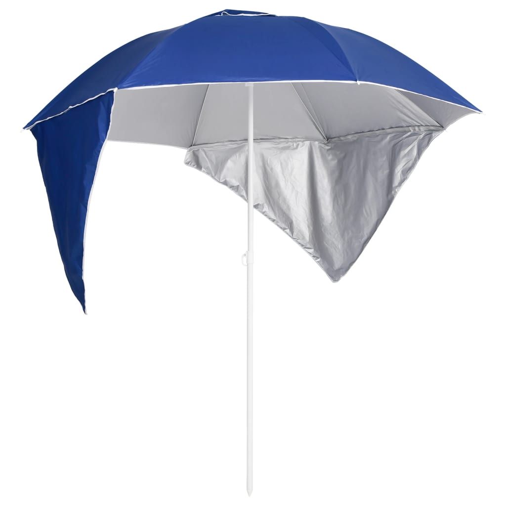 Vidaxl Strandparasol med sidevegger 215 cm blå