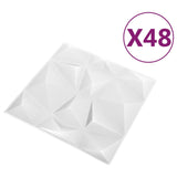 Vidaxl 48 St vægpaneler 3D Diamond 12 m² 50x50 cm hvid