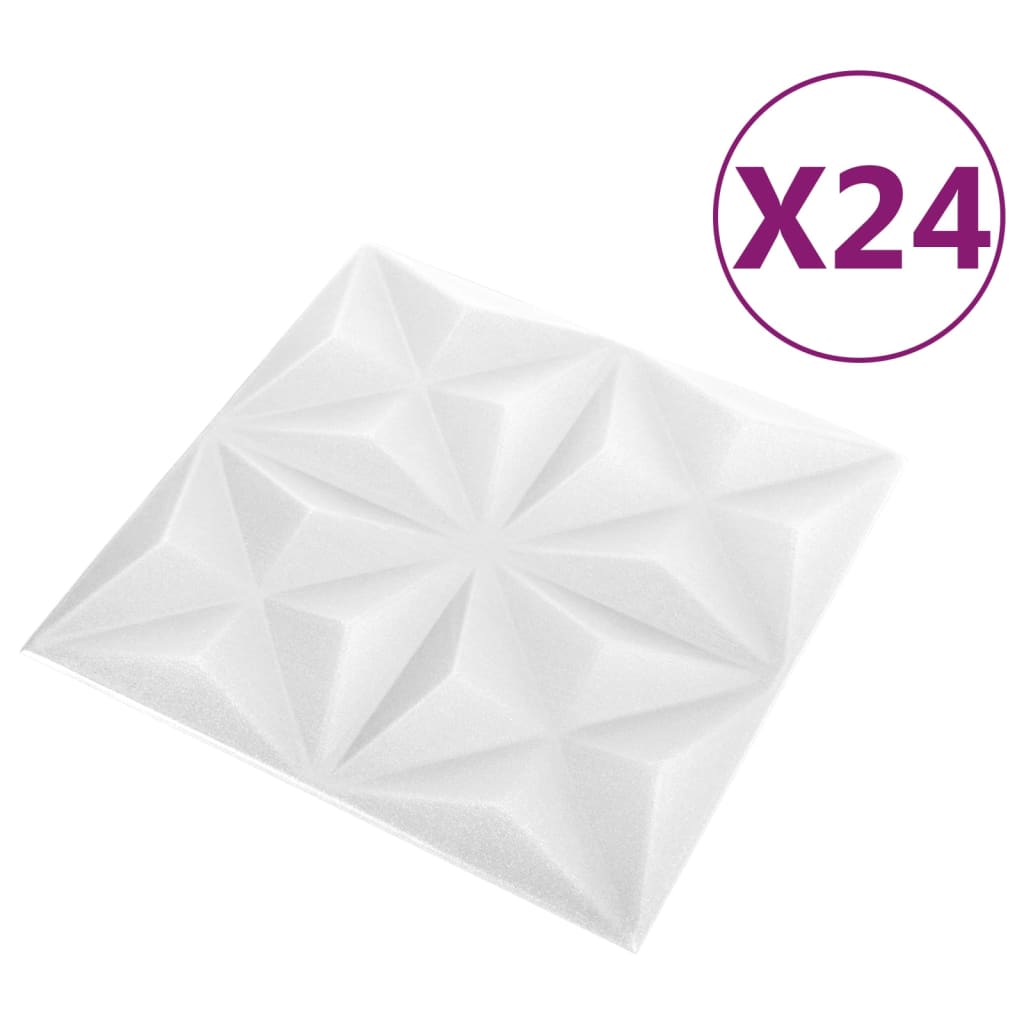 Vidaxl 24 St Wand Panels 3D Origami 6 m²s 50x50 cm wäiss