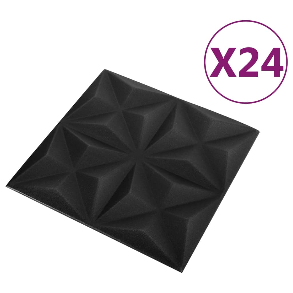 Vidaxl de 24 paneles de pared 3d Origami 6 m² 50x50 cm negro