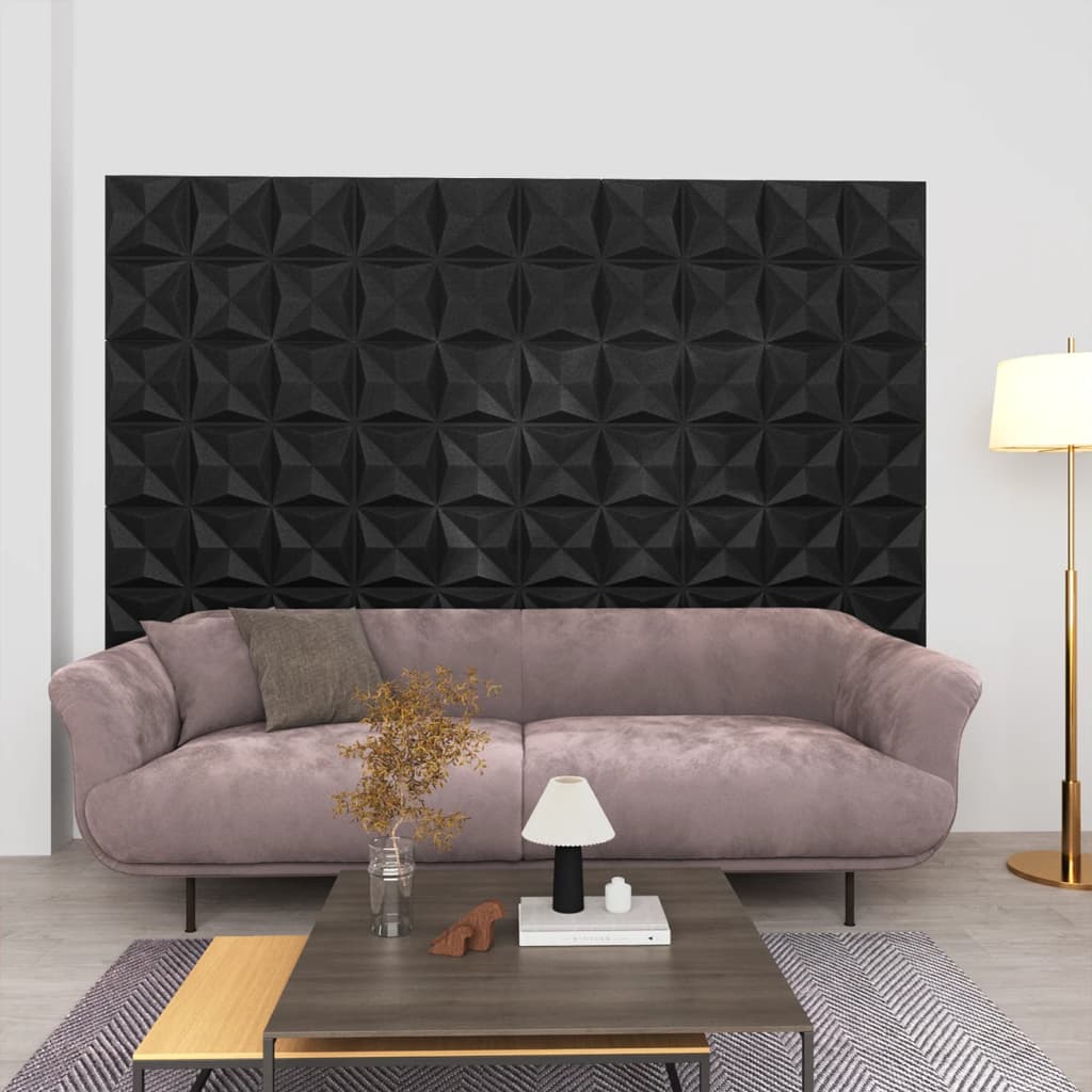 Vidaxl 48 St Wall Panels 3D Origami 12 m² 50x50 cm svart