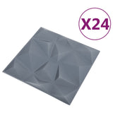 Vidaxl 24 st panneaux muraux 3d diamant 6 m² 50x50 cm gris